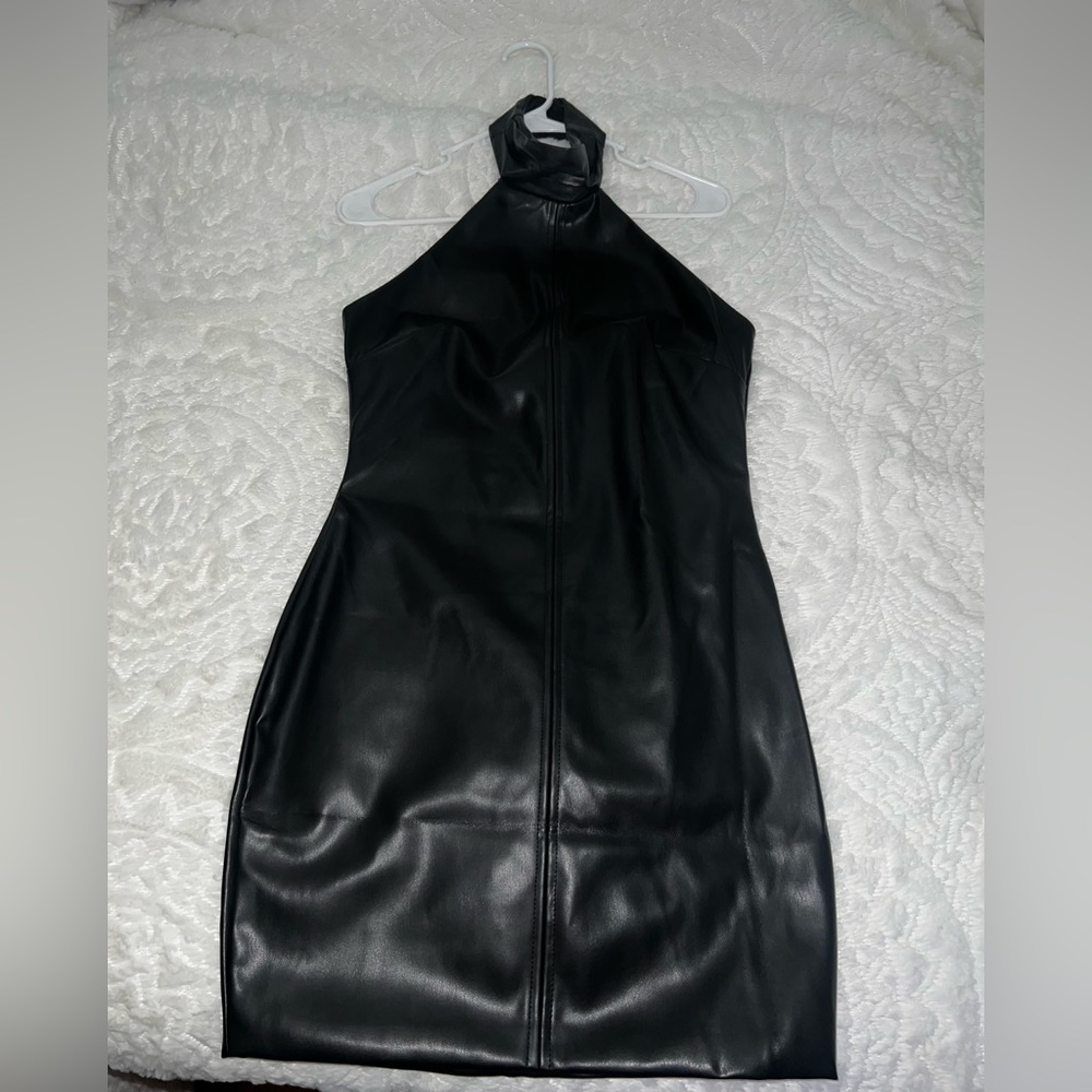 Faux Leather Mini Dress
